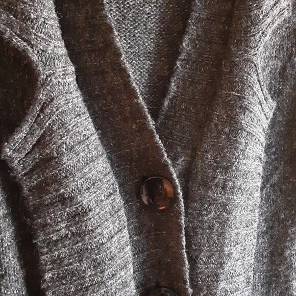 Alberto Makali Midi Button Cardigan Pockets Marled DarkGray Wool Blend Sweater M - Picture 5 of 12